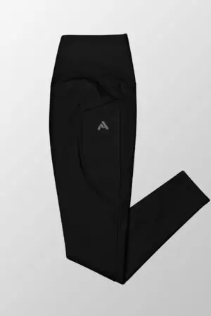 High Rise Leggings With Pockets Black Flat Left